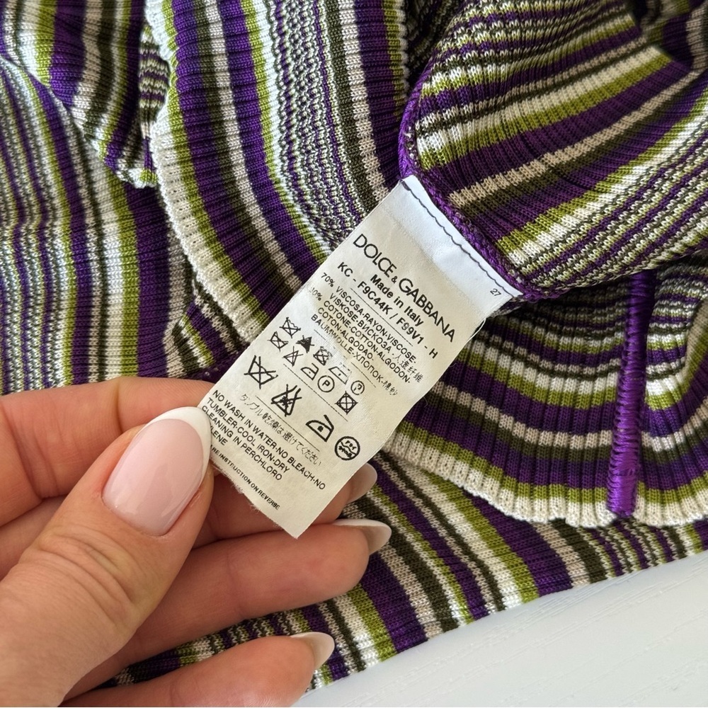 Dolce & Gabbana Striped Long Cardigan with Purple Accents, Size 38 - Picture 8 of 10